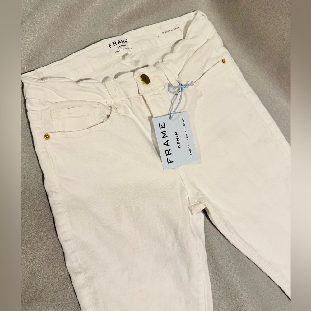 Frame Denim Women's White Le Skinny de Jeanne